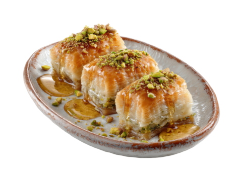 Delicious baklava dessert middle eastern cuisine food isolated on transparent background, png