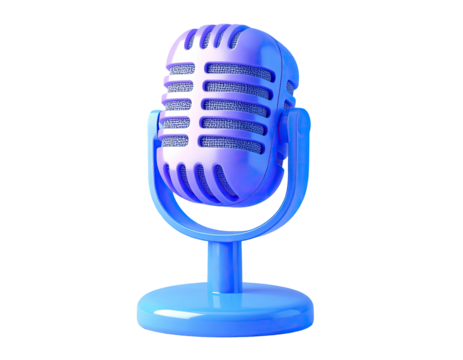Retro microphone, vibrant blue and purple tones