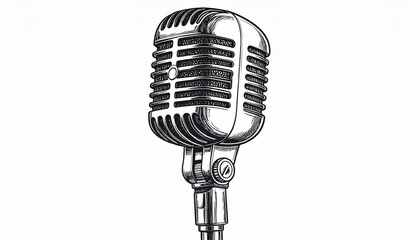 Fototapeta premium Vintage microphone illustration on a white background