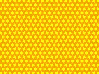 Seamless yellow pattern with circles and diamonds, bright design.