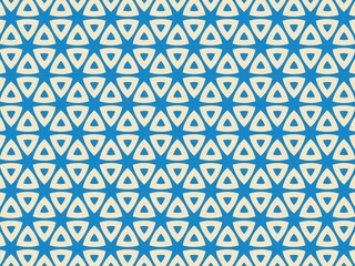 Retro geometric pattern with triangles and stars in blue.