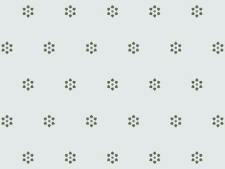 A floral pattern with green and purple on light gray.