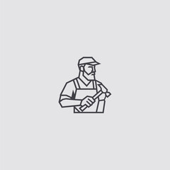 Carpenter line art minimalist logo design.