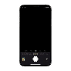 Modern smartphone camera interface displaying a black screen