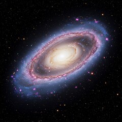 Naklejka premium Elliptical galaxy with a bright central bulge surrounded by a ring of stars and cosmic dust clouds