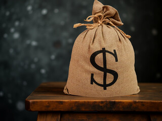 Bag of money on the table