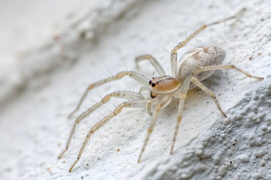 Ghostly Silhouette: Tiny Translucent Ghost Spider in Camouflage
