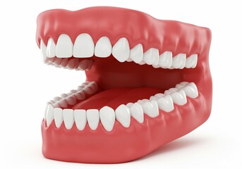 Obraz premium A close up view of a set of false teeth with gums on a white background in a studio setting