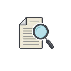 Professional magnifying glass over document icon for search and research features