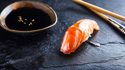 sushi with chopsticks