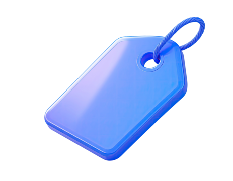 3D render of a light-blue price tag with a knotted string loop - Powered by Adobe
