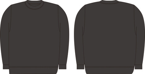 アパレル製品、スエットシャツの絵型（平面図）黒色
Apparel product, sweatshirt pattern (top view) black
