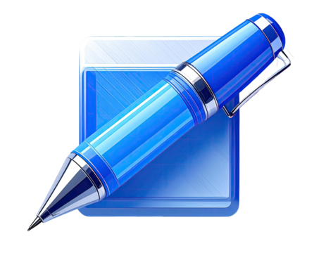 Shiny blue pen icon, square background (1)