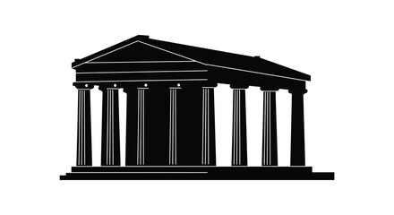 Obraz premium ancient greek temple silhouette with prominent columns and triangular roof