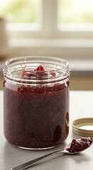 Homemade Berry Jam in a Glass Jar