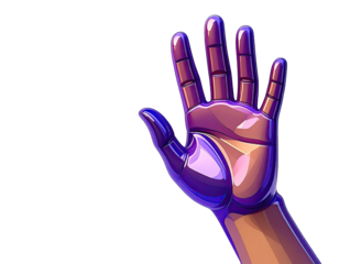 3D rendered hand, purple, glossy, hi-tech