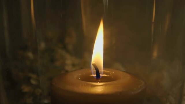 burning candle in the dark