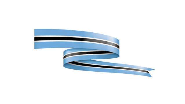 A flowing ribbon with the colors and pattern of the botswana flag isolated on transparent background