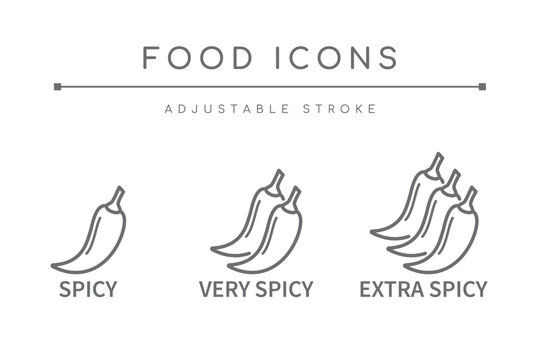 Spicy Food Line Icon Set