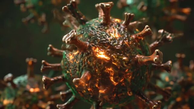 macro shot of a virus on a black background