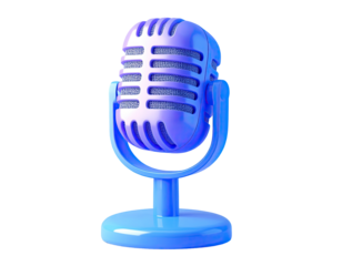 Retro microphone, vibrant blue and purple