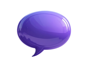 3D purple speech bubble graphic