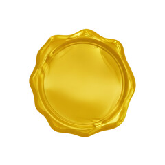 3D Yellow wax seal isolated on white