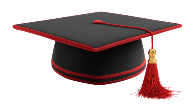 3D render of graduation cap isolated PNG,