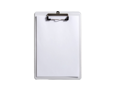 Blank white paper in a light gray clipboard (1)