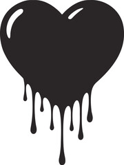 Dripping Heart Silhouette Vector