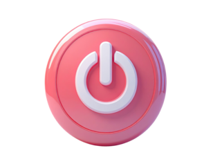 3D rendered, glossy, pink power button (1)