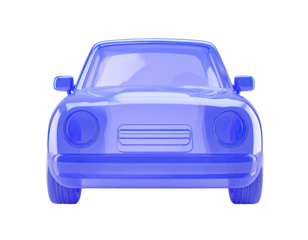 Front view of a stylized, light-purple car