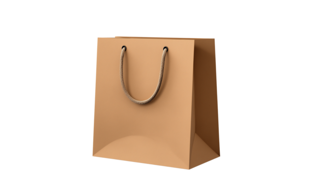 Shopping bag with handles 3D rendered, isolated PNG