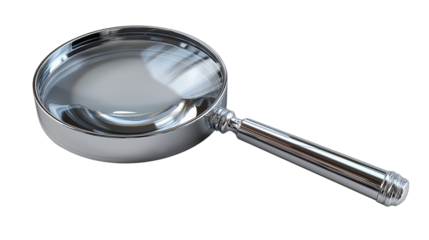 Magnifying glass 3D rendered, isolated transparent background