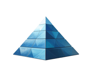 Solid light-blue pyramid, faceted structure