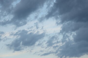 Blue sky with scattered white cumulus clouds