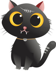 black cat with a smile