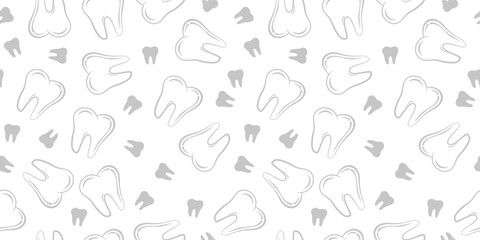 doodle Teeth Pattern background. doodle tooth pattern background. dental seamless pattern background.