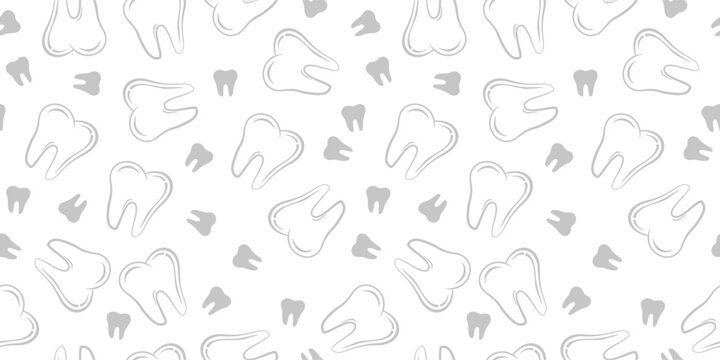 doodle Teeth Pattern background. doodle tooth pattern background. dental seamless pattern background.