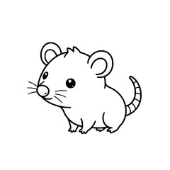 Chibi possum, black and white vector, bold clean shape, isolated