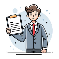 Professional male lawyer presenting employment contract details illustration | Legal advisor consultation vector design for workplace agreement and law firms