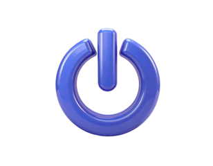 3D render of a vibrant blue power button (1)