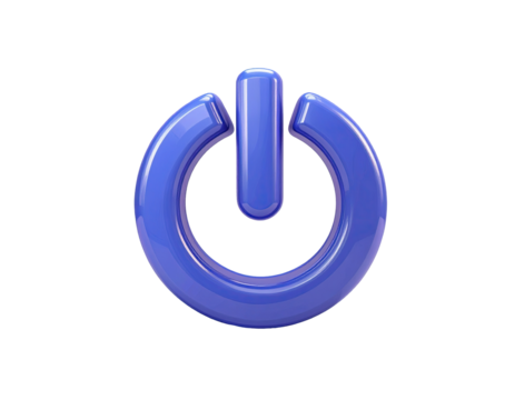 3D render of a vibrant blue power button (1)