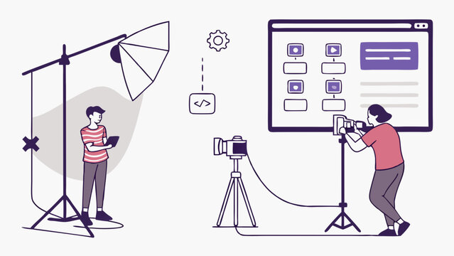 Studio Photography Session Video Production Content Creation Behind the Scenes Filmmaking Digital Media Workflow Creative Process Lighting Setup Camera Equipment Photo Shoot Video Shoot Multimedia Pr.