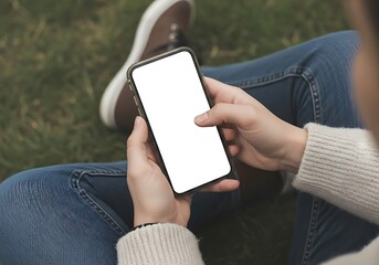 Person Using Smartphone Outdoors.