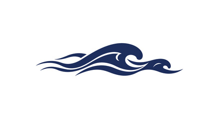a stylized wave design in deep blue color