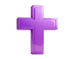 Obraz premium 3D rendered, vibrant purple cross with beveled edges