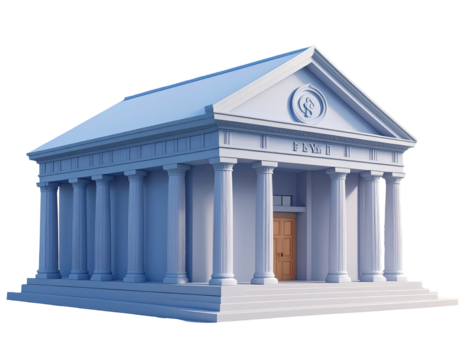 Light gray, classical style building, possibly a bank or temple