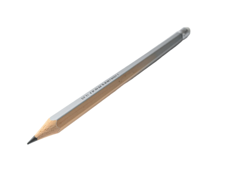 A light gray and tan pencil, angled, with a slightly tapered design