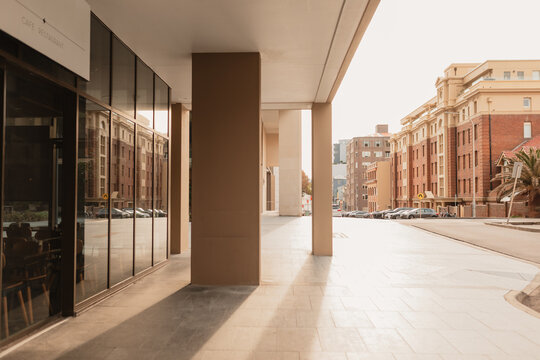 Afternoon light casting shadows in Newcastle's East End Precinct